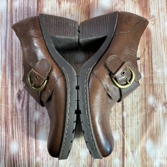 BOC Born Concept Size 9.5 Brown Leather Ankle Block Heel Side Zip Booties Shoes - Picture 7 of 10